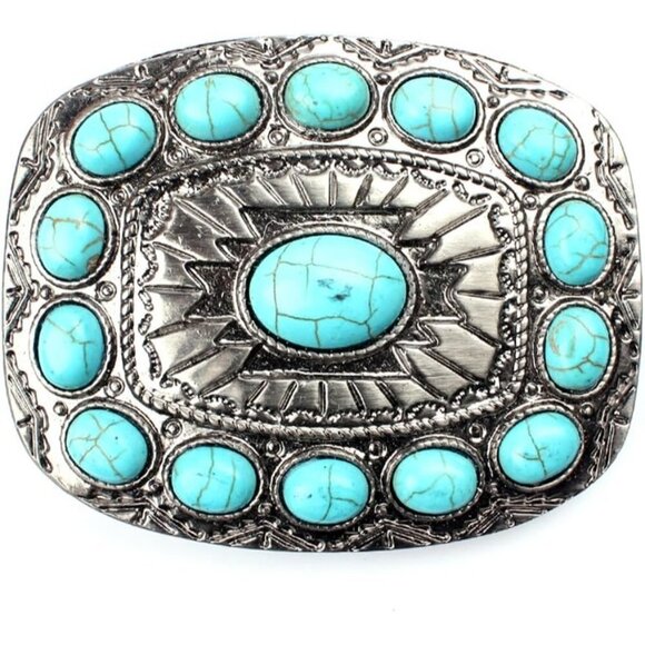 ❤️ Trendy Turquoise belt buckle western buckles for ladies Stylish - Picture 1 of 3